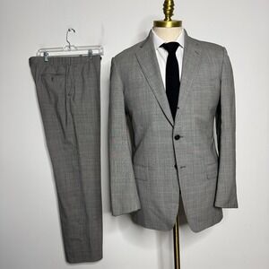 Belvest Bergdorf Goodman Men's‎ 40R Gray Wool Two-Piece Suit 32W Pants Check